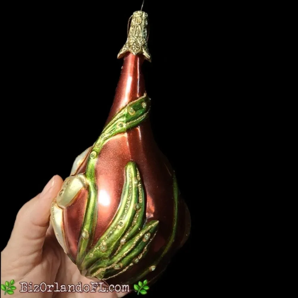 HOLIDAY: Robert Stanley Hand Blown Red Tear Drop Lily Ladybug Christmas Ornament